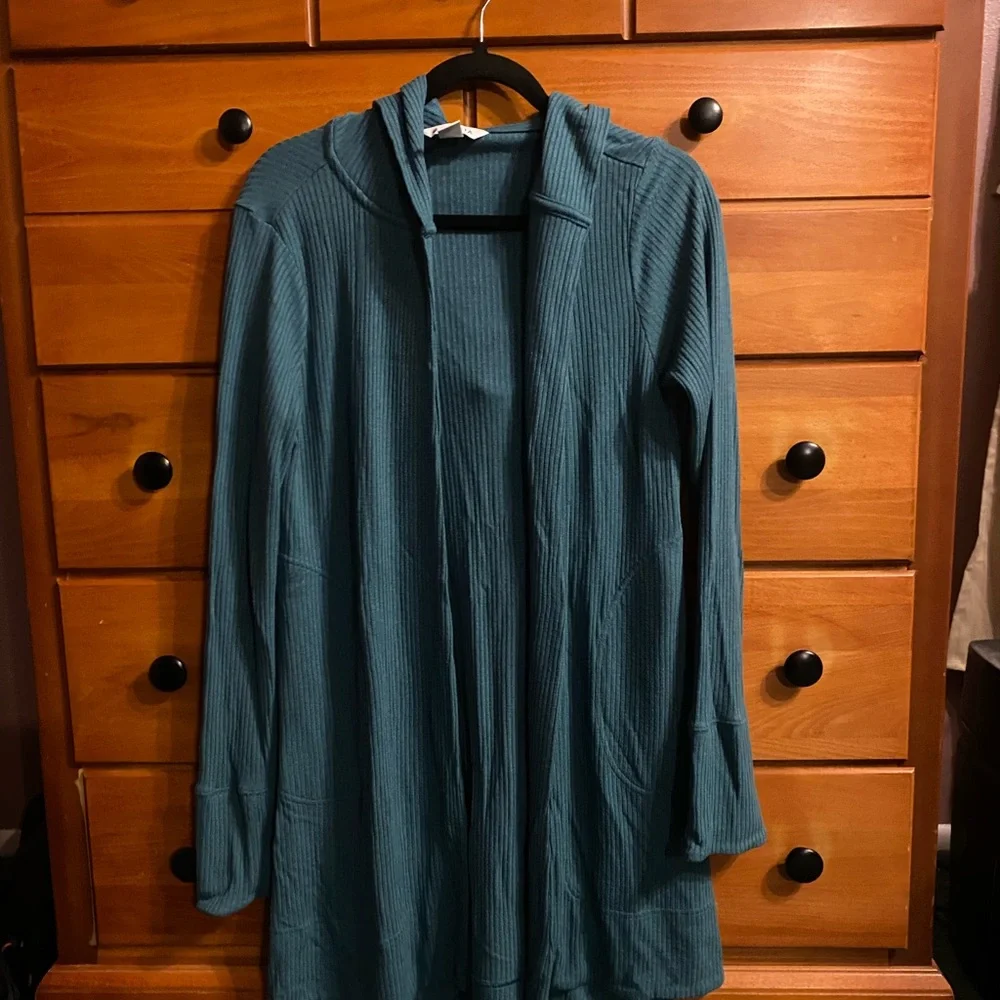 Athleta Teal Ribbed Cardigan - Picture 6 of 8